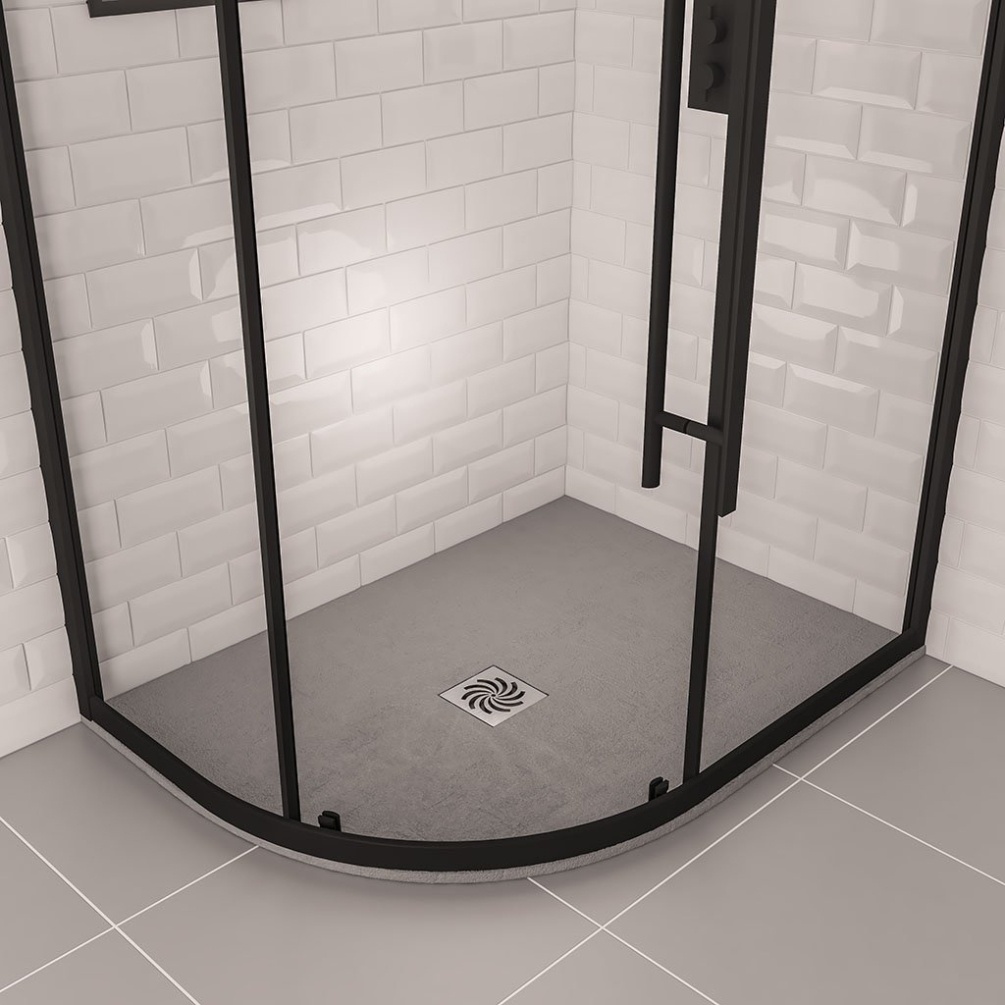 Eastbrook Crossland Grey 1200mm x 900mm Offset Quadrant Shower Tray Lifestyle